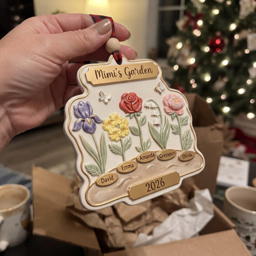 Birth flower keepsake hanging on a tree