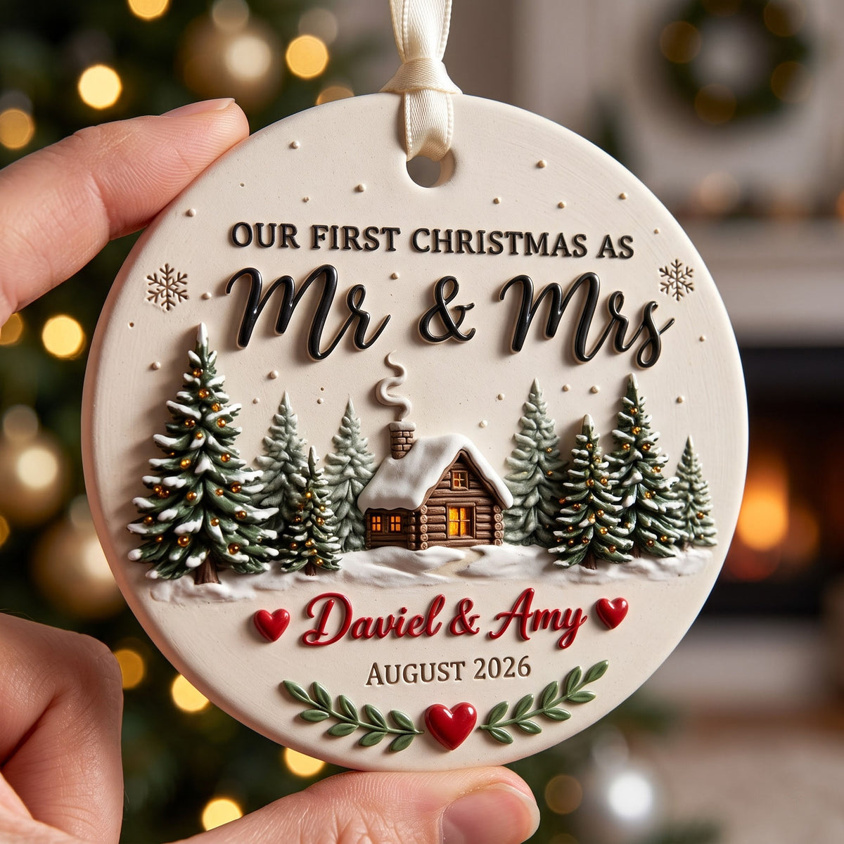 Our first Christmas ornament with two names and a date